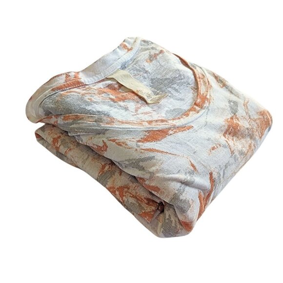 GILDA MIDANI Orange Cream & Gray Splatter Tie Dye 100% Cotton SS Maxi Dress Sz M - Picture 7 of 7